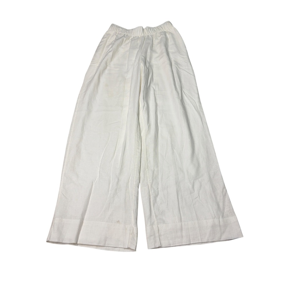 Abercrombie & Fitch White Wide Leg Linen Blend Elastic Waist Womens S  W26 L29